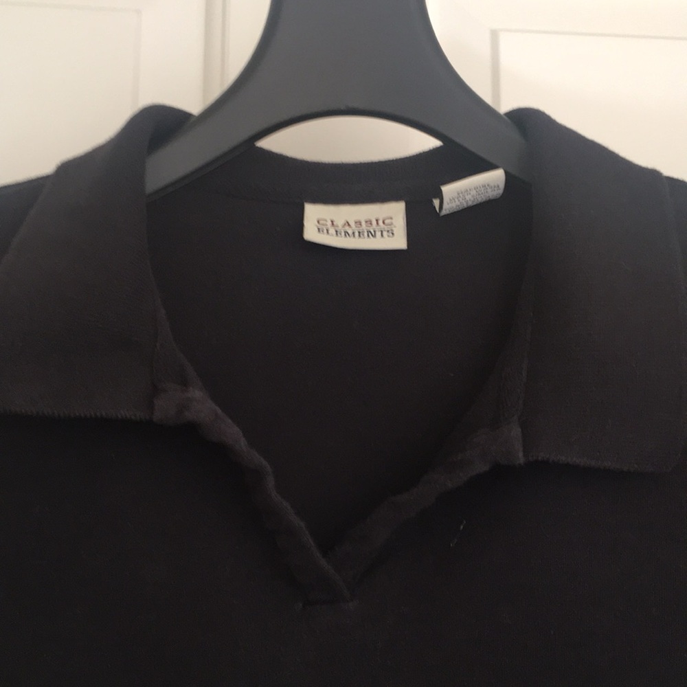 Classic Elements Top Large Black Collar Short Sle… - image 3